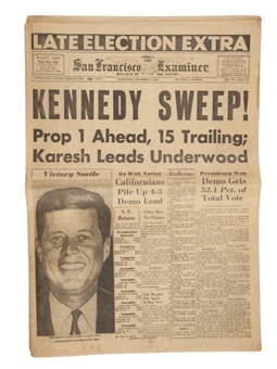 1960 San Francisco Examiner Original John F. Kennedy Election Newspaper